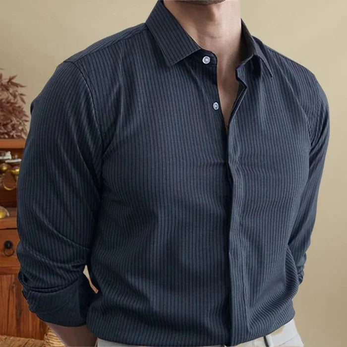 Antonios british striped tuxedo shirt office wear - AntoniosClothing - Gray