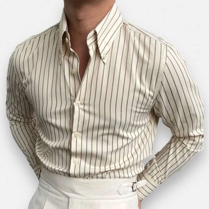 Antonios british tuxedo striped shirt - AntoniosClothing - Brown