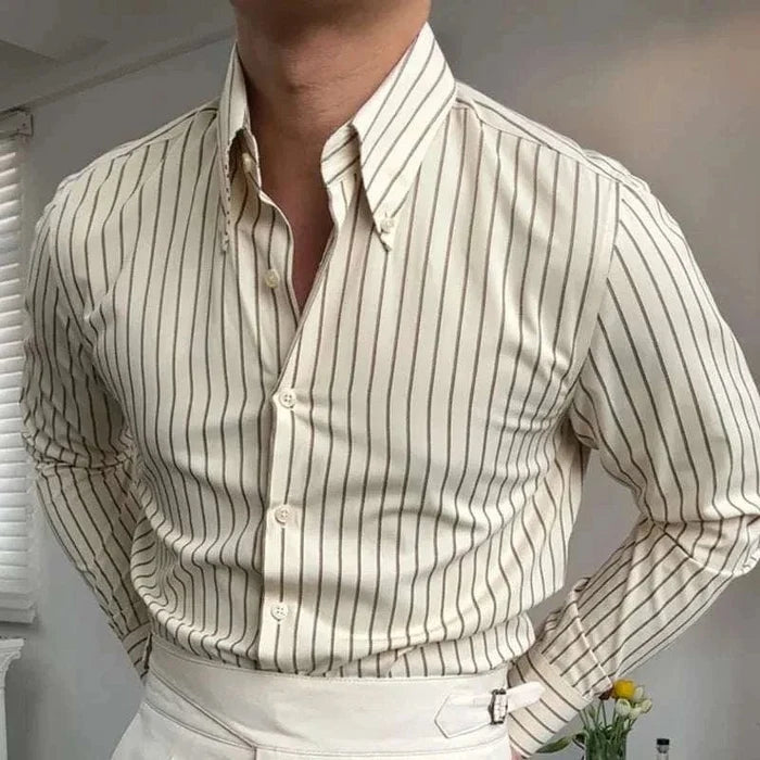Antonios british tuxedo striped shirt - AntoniosClothing - Brown