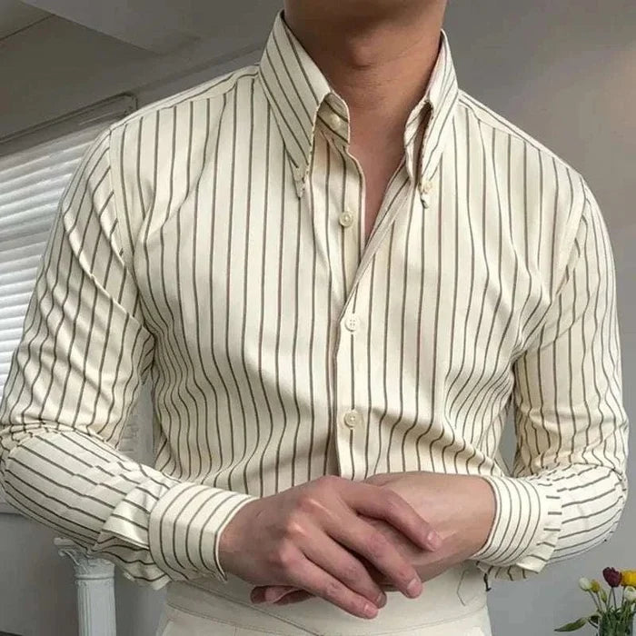 Antonios british tuxedo striped shirt - AntoniosClothing - Brown