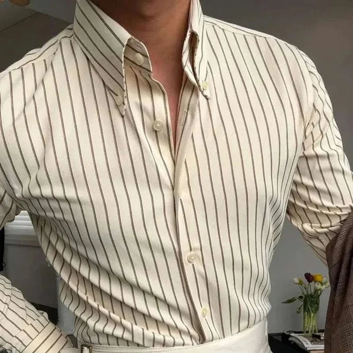 Antonios british tuxedo striped shirt - AntoniosClothing - Brown
