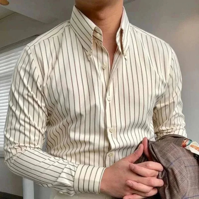 Antonios british tuxedo striped shirt - AntoniosClothing - Brown