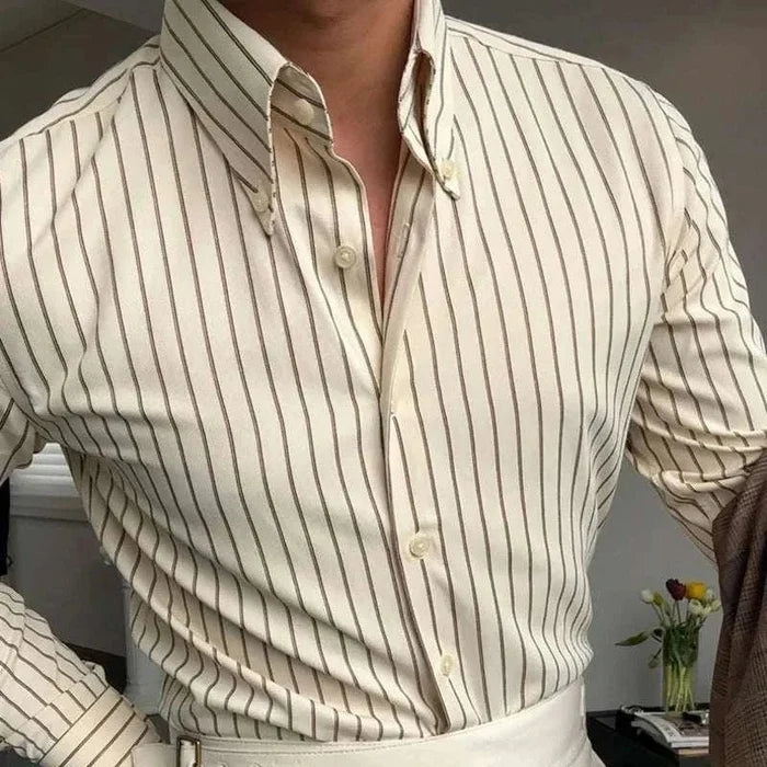 Antonios british tuxedo striped shirt - AntoniosClothing - Brown