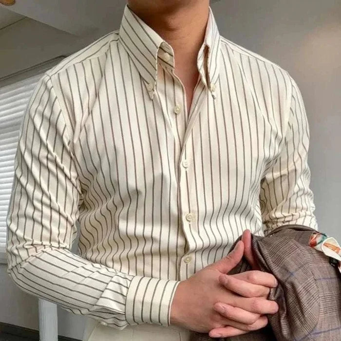 Antonios british tuxedo striped shirt - AntoniosClothing - Brown