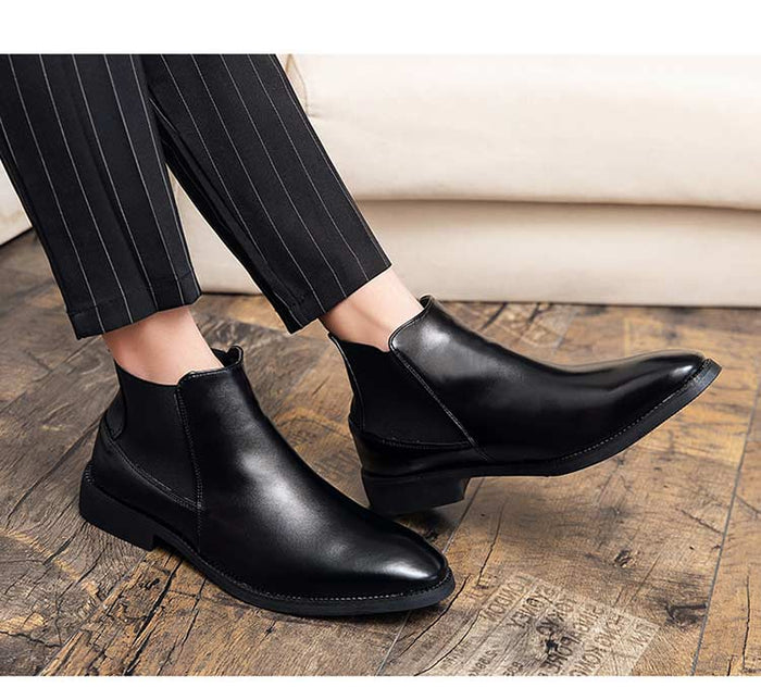 Antonios Business Black Leather Boots - AntoniosClothing - Black