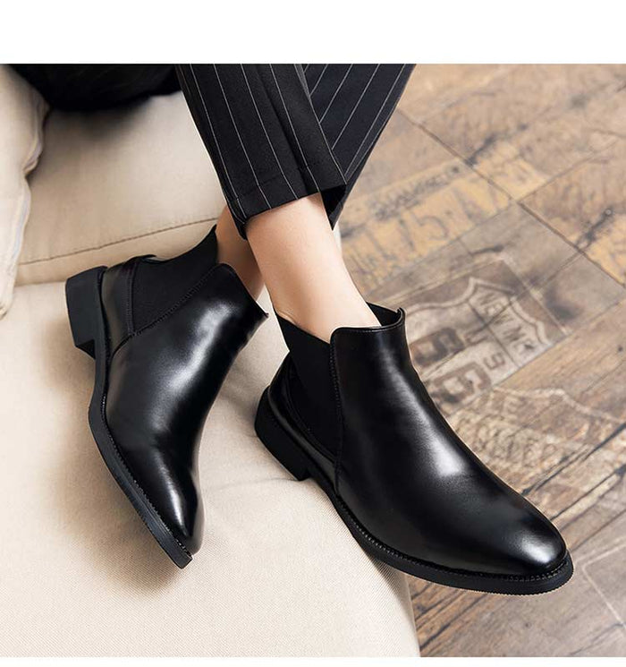 Antonios Business Black Leather Boots - AntoniosClothing - Black