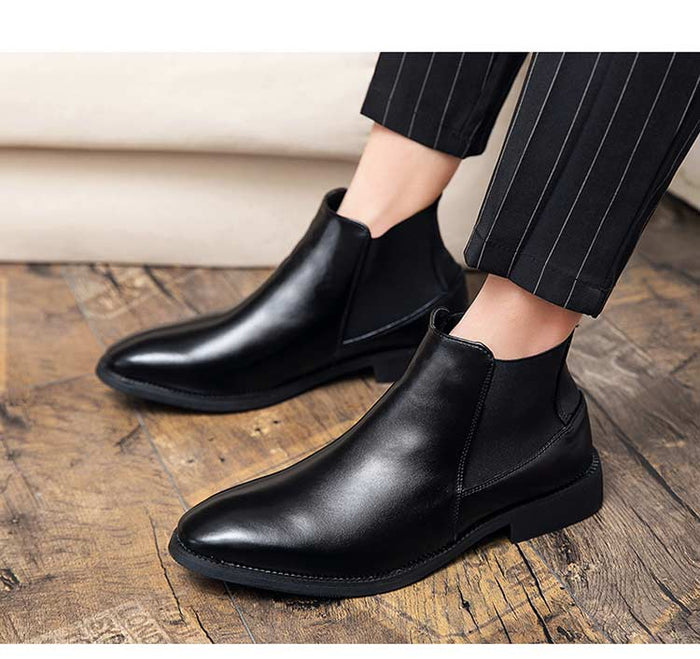Antonios Business Black Leather Boots - AntoniosClothing - Black