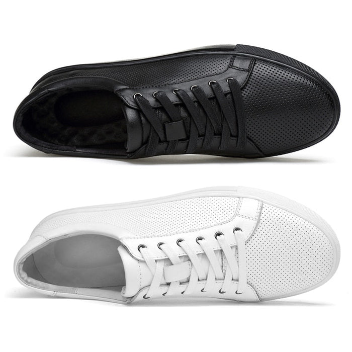 Antonios Casual Breathable Leather Sneakers - AntoniosClothing - Black