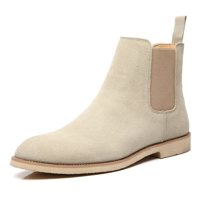 Antonios Casual Cow Leather Ankle Boots - AntoniosClothing - Beige