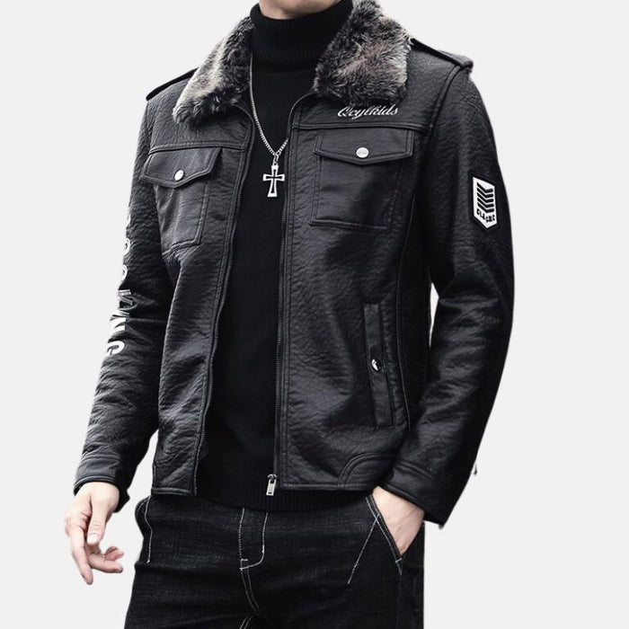 Antonios Casual Leather Jacket - AntoniosClothing - black