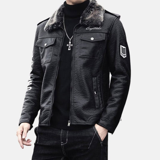 Antonios Casual Leather Jacket - AntoniosClothing - black