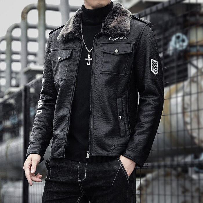 Antonios Casual Leather Jacket - AntoniosClothing - black