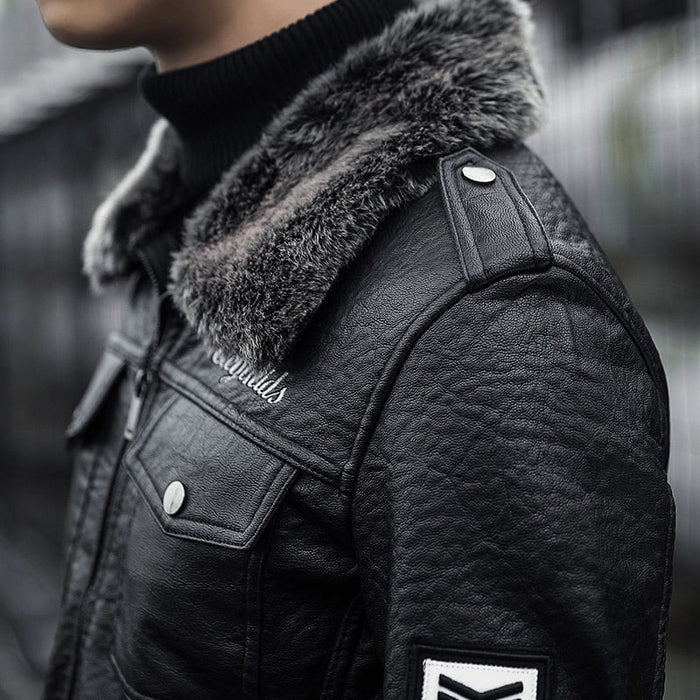 Antonios Casual Leather Jacket - AntoniosClothing - black