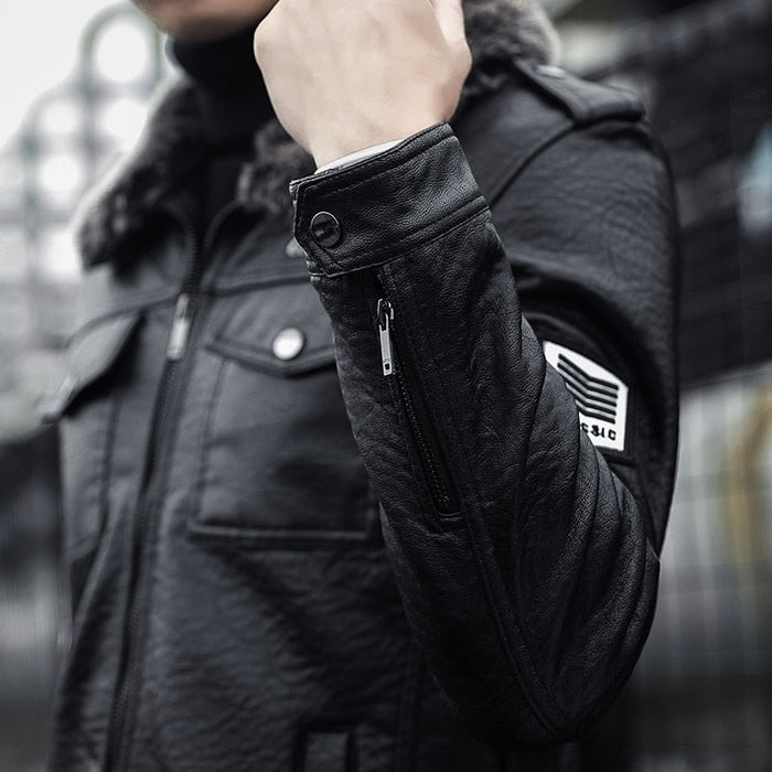 Antonios Casual Leather Jacket - AntoniosClothing - black