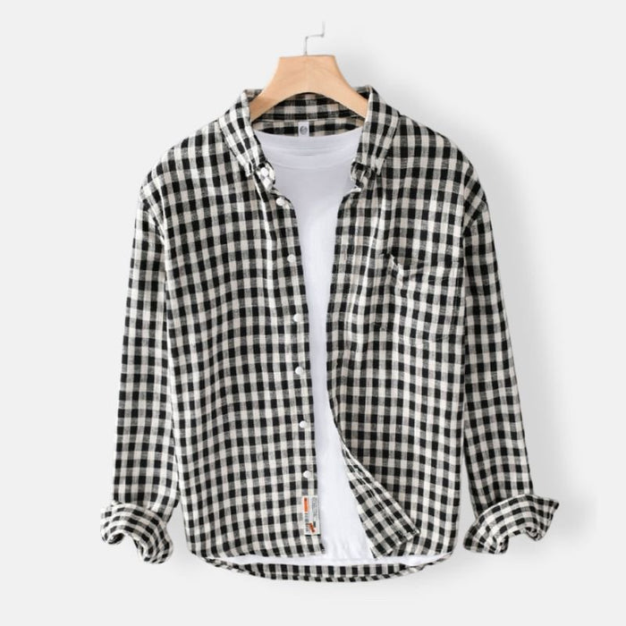 Antonios Casual Plaid Shirt 100% Cotton - AntoniosClothing - Black