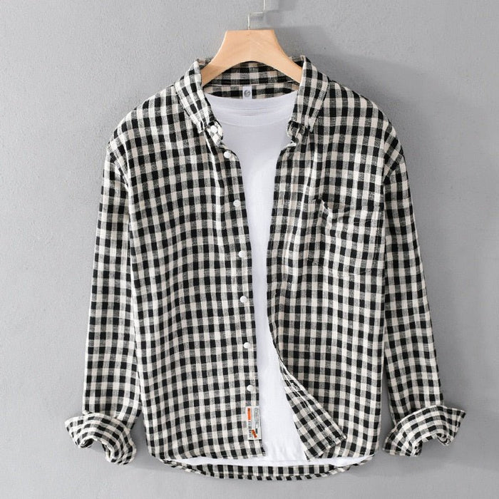 Antonios Casual Plaid Shirt 100% Cotton - AntoniosClothing - Black