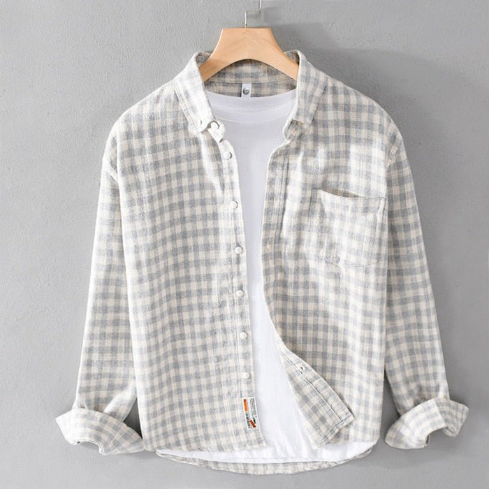 Antonios Casual Plaid Shirt 100% Cotton - AntoniosClothing - White