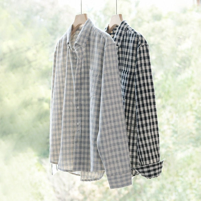 Antonios Casual Plaid Shirt 100% Cotton - AntoniosClothing - White