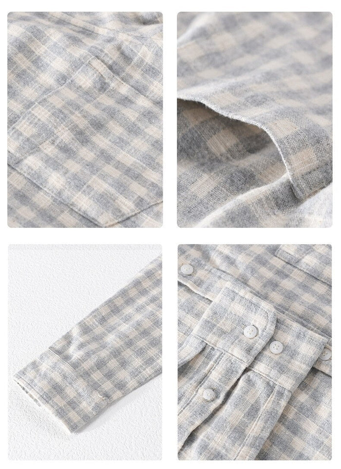 Antonios Casual Plaid Shirt 100% Cotton - AntoniosClothing - White