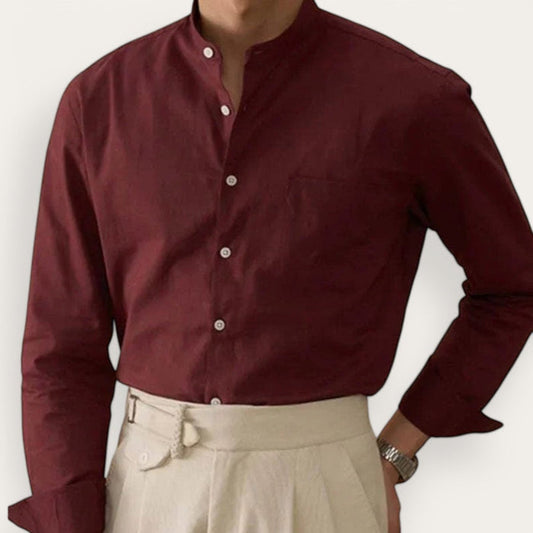 Antonios cotton-linen long sleeve shirt - AntoniosClothing - Pink