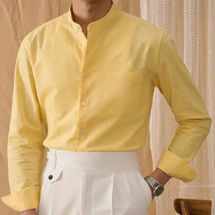 Antonios cotton-linen long sleeve shirt - AntoniosClothing - Pink