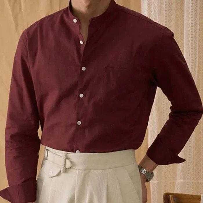 Antonios cotton-linen long sleeve shirt - AntoniosClothing - Pink