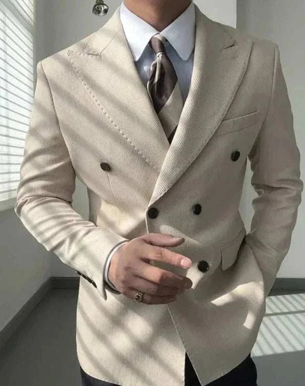 Antonios double breasted suit blazer - AntoniosClothing - Khaki
