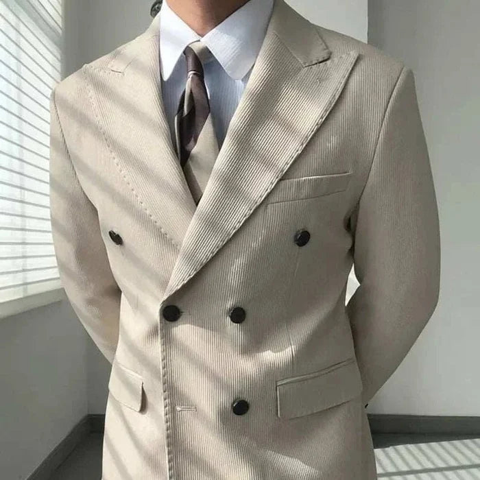 Antonios double breasted suit blazer - AntoniosClothing - Khaki