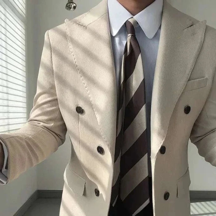 Antonios double breasted suit blazer - AntoniosClothing - Khaki