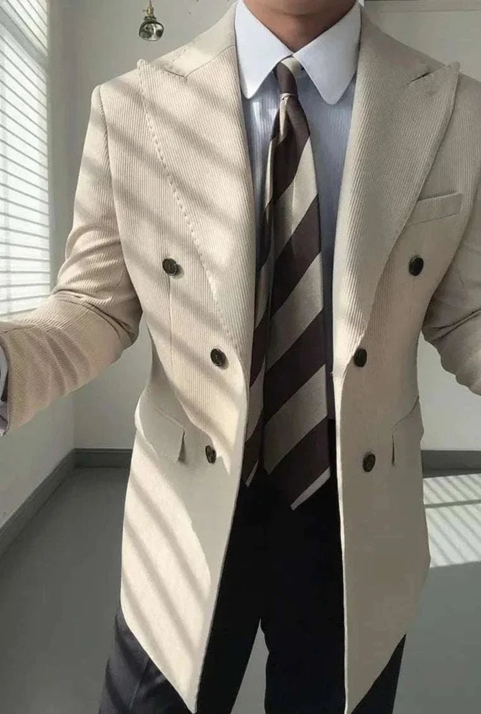Antonios double breasted suit blazer - AntoniosClothing - Khaki