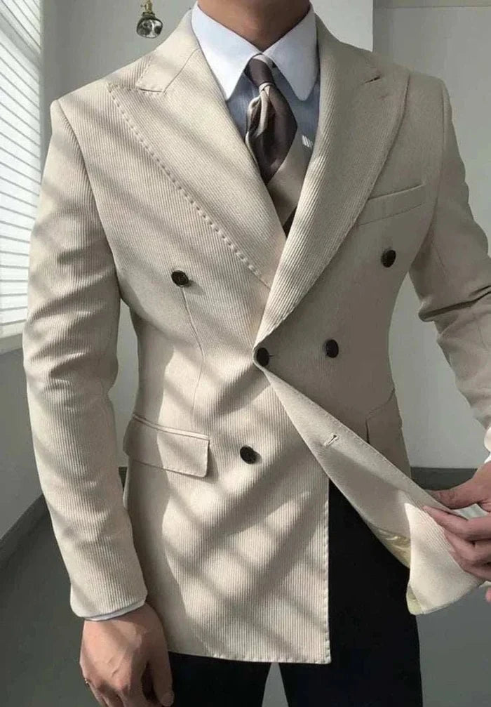 Antonios double breasted suit blazer - AntoniosClothing - Khaki