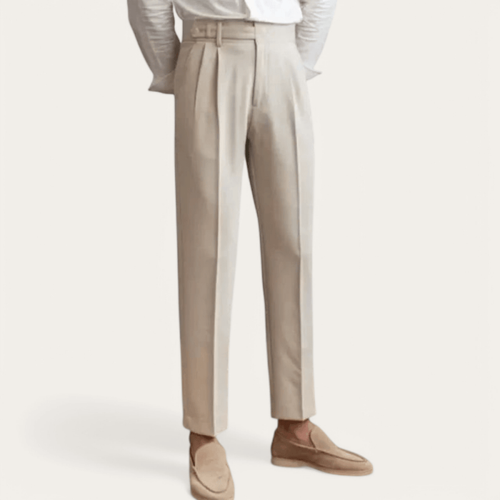 Antonios draped suit pants korean-inspired elegance - AntoniosClothing - Coffee