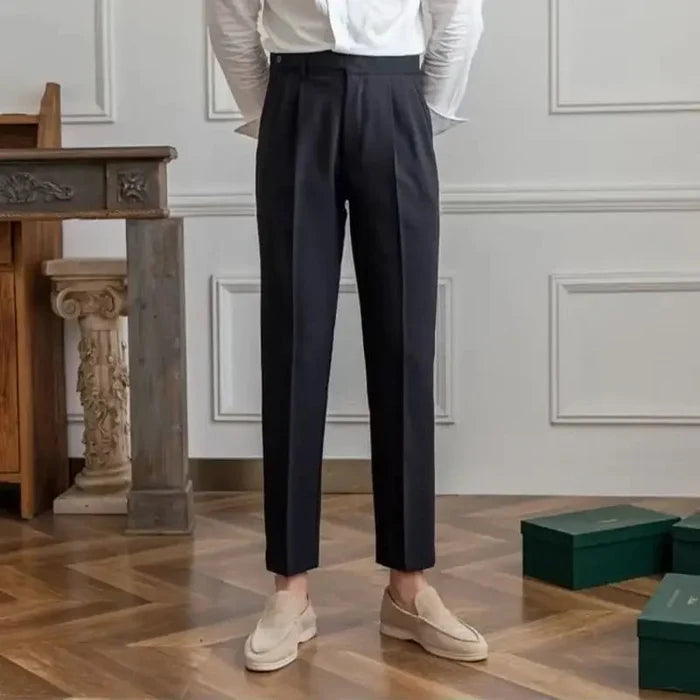 Antonios draped suit pants korean-inspired elegance - AntoniosClothing - Coffee