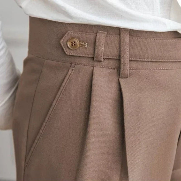 Antonios draped suit pants korean-inspired elegance - AntoniosClothing - Khaki