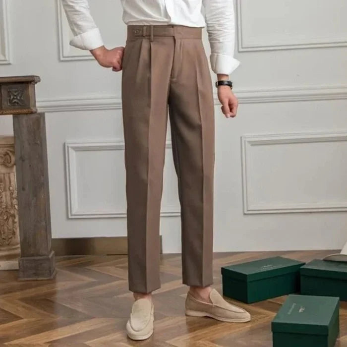 Antonios draped suit pants korean-inspired elegance - AntoniosClothing - Khaki