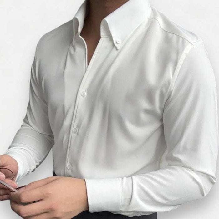 Antonios elegance solid long sleeve shirt - AntoniosClothing - Navy blue