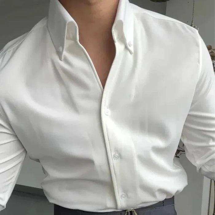 Antonios elegance solid long sleeve shirt - AntoniosClothing - Navy blue