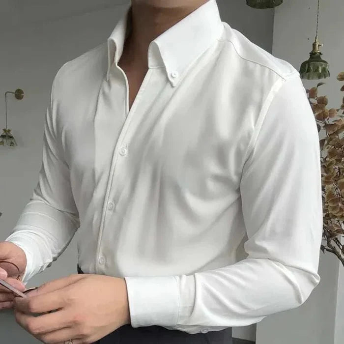 Antonios elegance solid long sleeve shirt - AntoniosClothing - Navy blue