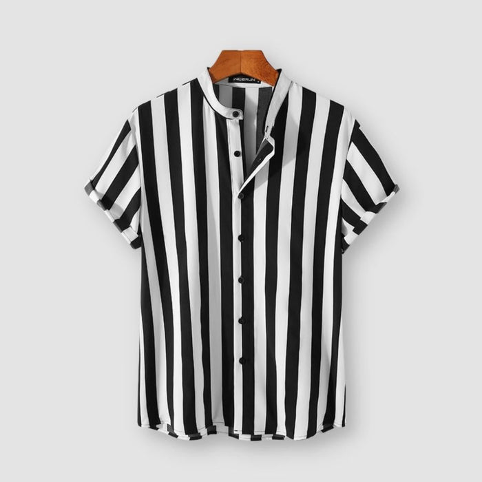 Antonios Elegant Striped Shirt - AntoniosClothing - Black