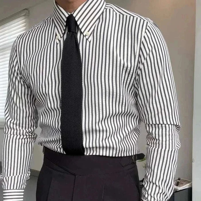 Antonios formal striped long sleeve shirt - AntoniosClothing - Blue