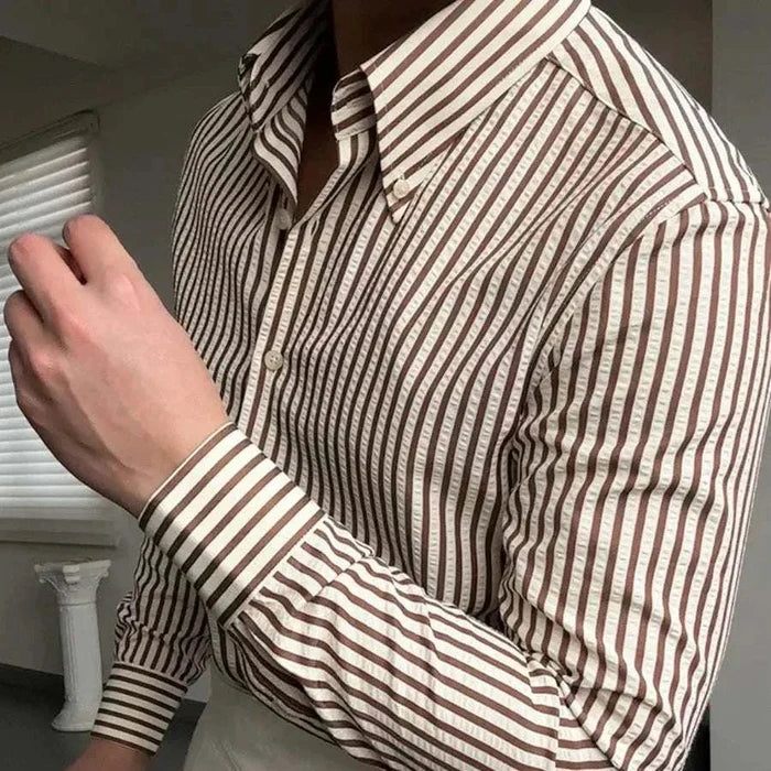 Antonios formal striped long sleeve shirt - AntoniosClothing - Blue