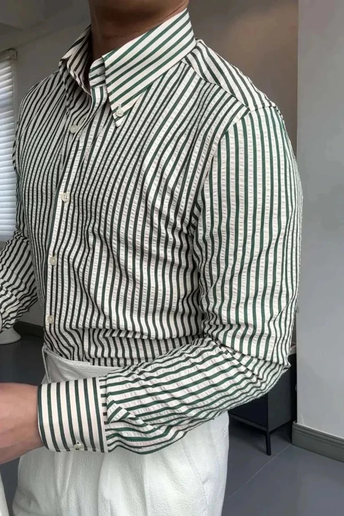 Antonios formal striped long sleeve shirt - AntoniosClothing - Blue