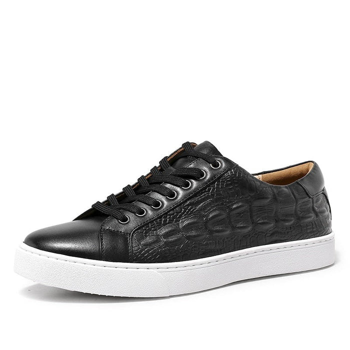 Antonios Genuine Leather Black Shoes - AntoniosClothing - Pattern Black