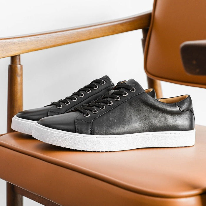 Antonios Genuine Leather Black Shoes - AntoniosClothing - Black