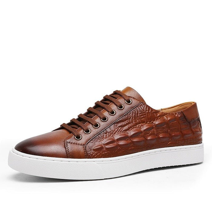 Antonios Genuine Leather Brown Shoes - AntoniosClothing - Pattern Brown