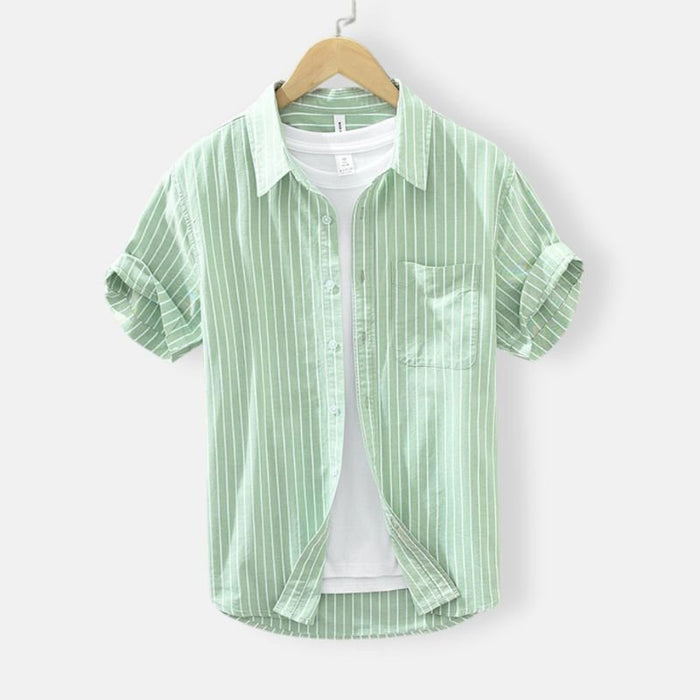 Antonios striped casual summer shirt - AntoniosClothing - Green