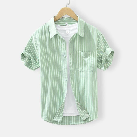 Antonios striped casual summer shirt - AntoniosClothing - Green