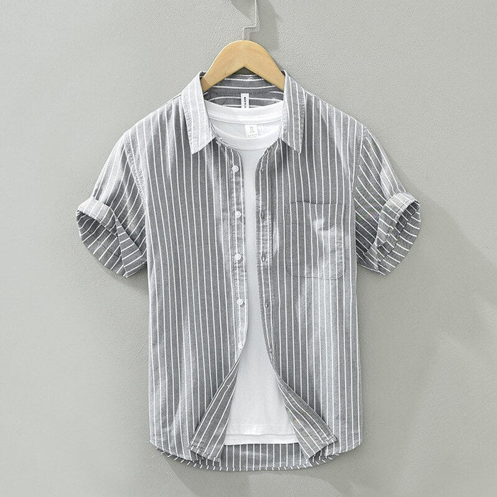 Antonios striped casual summer shirt - AntoniosClothing - Grey
