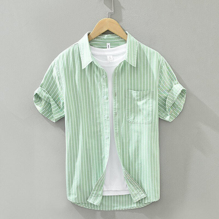 Antonios striped casual summer shirt - AntoniosClothing - Green
