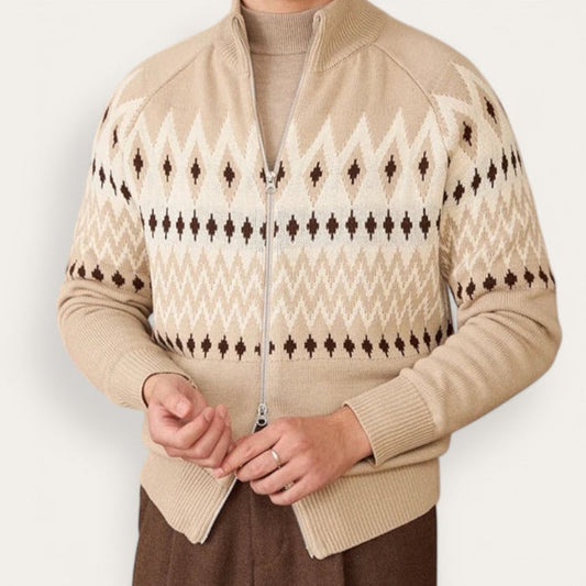 Antonios indiana totem wool knit cardigan - AntoniosClothing - Khaki